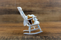 Vintage 1:12 Miniature Dollhouse White Rocking Chair for Nursery or Playroom