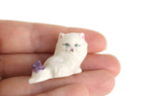 Artisan-Made Vintage 1:12 Miniature Dollhouse White Persian Cat Figurine Signed by Jeanne