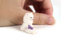 Artisan-Made Vintage 1:12 Miniature Dollhouse White Persian Cat Figurine Signed by Jeanne