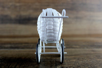 Vintage 1:12 Miniature Dollhouse White Wicker Stroller or Pram with Bedding & Baby