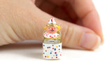 Vintage 1:12 Miniature Dollhouse White & Dotted Clown Jack in the Box