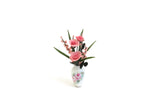 Artisan-Made Vintage 1:12 Miniature Dollhouse Floral Porcelain Vase with Pink Roses & Branches