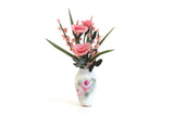 Artisan-Made Vintage 1:12 Miniature Dollhouse Floral Porcelain Vase with Pink Roses & Branches