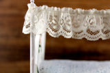 Vintage 1:12 Miniature Dollhouse White Four Poster Canopy Bed with Blue & Lace Bedding