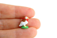 Vintage 1:12 Miniature Dollhouse White Goose with Teddy Bear Figurine