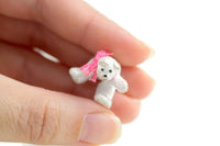Vintage Handmade 1:12 Miniature Dollhouse White Clay Teddy Bear