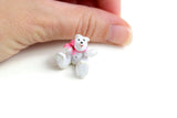 Vintage Handmade 1:12 Miniature Dollhouse White Clay Teddy Bear