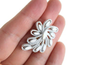 Vintage White Enamel Leaf-Shaped Clip-On Earrings