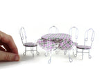 Vintage 1:12 Miniature Dollhouse 5 Piece White Patio Table & Chair Set