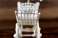 Artisan-Made Vintage 1:12 Miniature Dollhouse Baby Stroller Pram with Blue Bedding