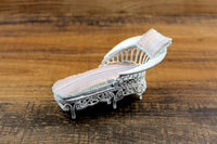 Vintage 1:12 Miniature Dollhouse White & Pink Striped Chaise Lounge