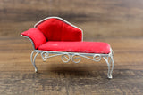 Vintage 1:12 Miniature Dollhouse Red & White Chaise Lounge