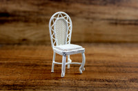 Vintage 1:12 Miniature Dollhouse White Metal Parlor Chair