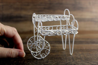 Vintage 1:12 Miniature Dollhouse White Metal Plant Cart or Plant Display