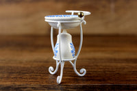 Vintage 1:12 Miniature Dollhouse Pitcher Wash Basin & Stand Set