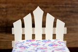 Vintage 1:12 Miniature Dollhouse White Picket Fence Bed with Floral Bedding
