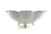 Vintage White Porcelain & Purple Flower Footed Bowl or Trinket Dish