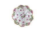 Vintage White Porcelain & Purple Flower Footed Bowl or Trinket Dish