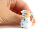 Vintage 1:12 Miniature Dollhouse White & Blue Ceramic Toby-Style Chef Pitcher
