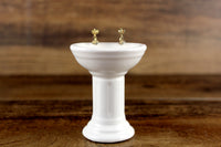 Vintage 1:12 Miniature Dollhouse White Porcelain Bathroom Pedestal Sink