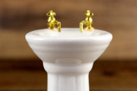 Vintage 1:12 Miniature Dollhouse White Porcelain Bathroom Pedestal Sink