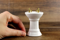 Vintage 1:12 Miniature Dollhouse White Porcelain Bathroom Pedestal Sink