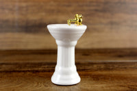 Vintage 1:12 Miniature Dollhouse White Porcelain Bathroom Pedestal Sink