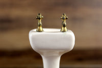 Vintage 1:12 Miniature Dollhouse White Porcelain Bathroom Pedestal Sink