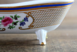 Vintage 1:12 Miniature Dollhouse White Porcelain & Floral Claw Foot Bathtub