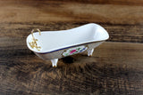 Vintage 1:12 Miniature Dollhouse White Porcelain & Floral Claw Foot Bathtub