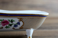 Vintage 1:12 Miniature Dollhouse White Porcelain & Floral Claw Foot Bathtub