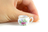 Vintage 1:12 Miniature Dollhouse White Porcelain & Floral Chamber Pot