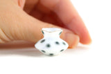 Vintage 1:12 Miniature Dollhouse White Porcelain & Green Dot Pitcher