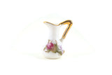 Vintage 1:12 Miniature Dollhouse White Porcelain & Pink Rose Floral Pitcher
