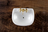 Vintage 1:12 Miniature Dollhouse White Porcelain & Floral Pedestal Bathroom Sink