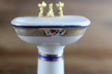 Vintage 1:12 Miniature Dollhouse White Porcelain & Floral Pedestal Bathroom Sink