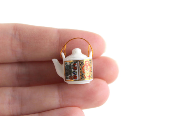 Vintage 1:12 Miniature Dollhouse White Porcelain Tea Kettle