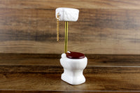 Vintage 1:12 Miniature Dollhouse White Porcelain High Tank Pull Chain Toilet