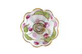 Vintage White Porcelain & Purple Flower Footed Salt Cellar or Ring Dish