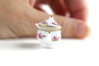 Vintage 1:12 Miniature Dollhouse White & Pink Floral Porcelain Soup Tureen