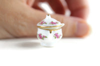 Vintage 1:12 Miniature Dollhouse White & Pink Floral Porcelain Soup Tureen