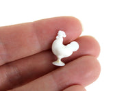 Vintage 1:12 Miniature Dollhouse Chrysnbon White Plastic Rooster Figurine