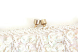 Vintage Gold & White Beaded & Sequin Evening Bag Purse