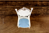 Artisan-Made Vintage 1:12 Miniature Dollhouse White Wicker Rocking Chair, Signed KBM