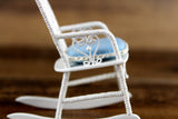 Artisan-Made Vintage 1:12 Miniature Dollhouse White Wicker Rocking Chair, Signed KBM