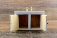 Vintage 1:12 Miniature Dollhouse White Wooden Cabinet Sink