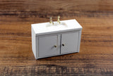 Vintage 1:12 Miniature Dollhouse White Wooden Cabinet Sink