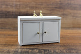 Vintage 1:12 Miniature Dollhouse White Wooden Cabinet Sink