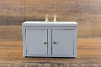 Vintage 1:12 Miniature Dollhouse White Wooden Cabinet Sink