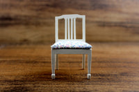 Vintage 1:12 Miniature Dollhouse White & Floral Side Dining Chair